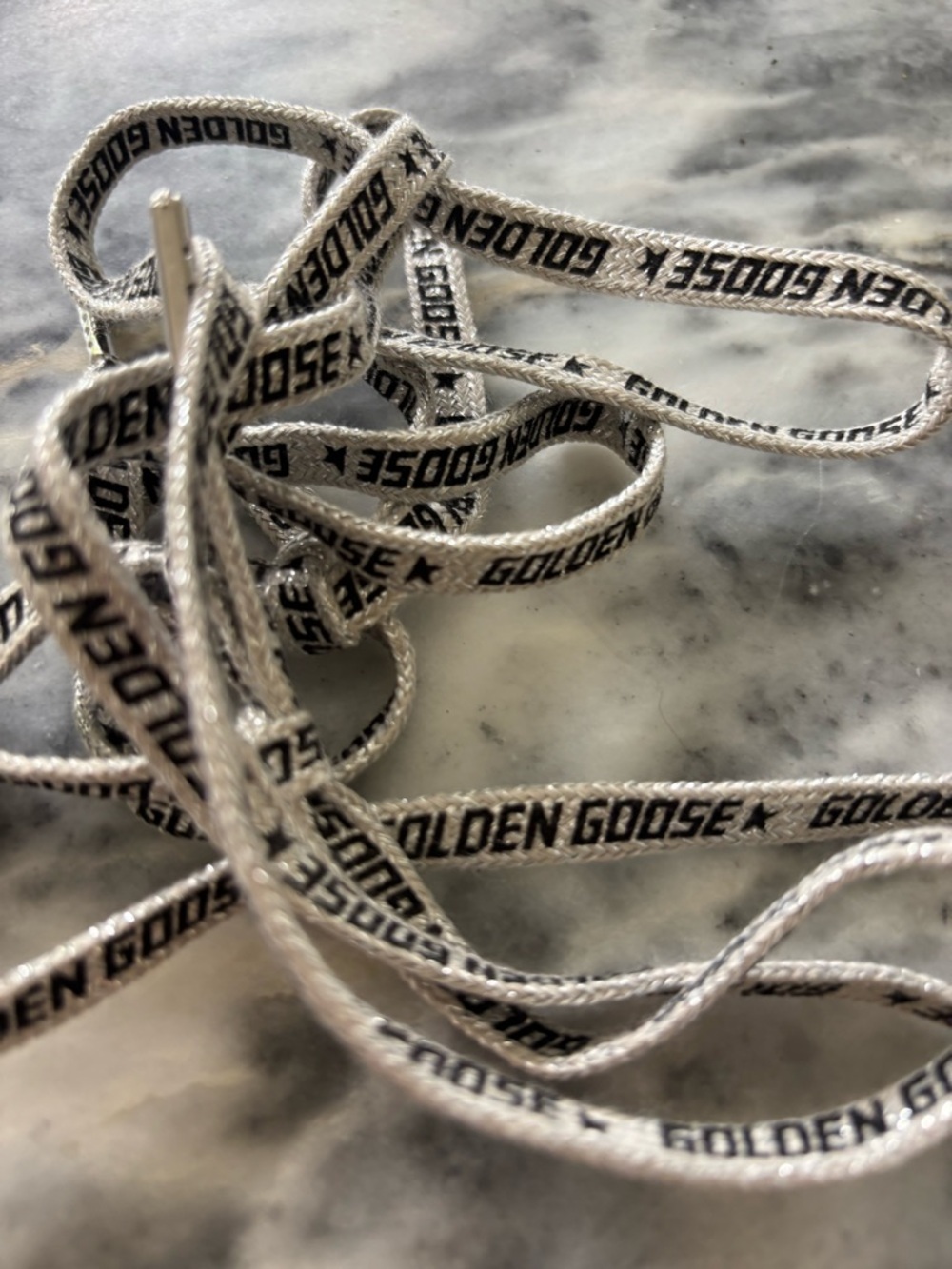 Golden Goose White and Black Logo Sneaker Laces